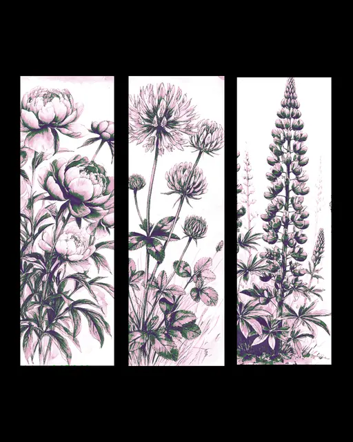 HueForge model: Botanical Beauty - Set of Bookmarks of Flowers by BooneCo3d