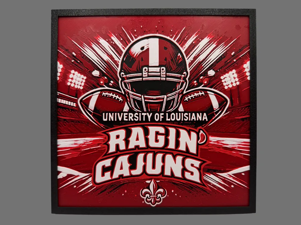 Ragin' Cajuns - University of Louisiana - NCAA by Canadian Gamer HueForge model: Ragin' Cajuns - University of Louisiana - NCAA by Canadian Gamer