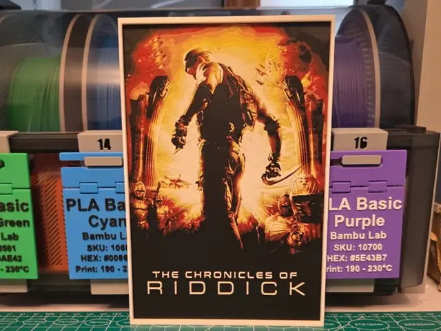 HueForge model: The Chronicles of Riddick Movie Poster - Hueforge by Lumpy3D