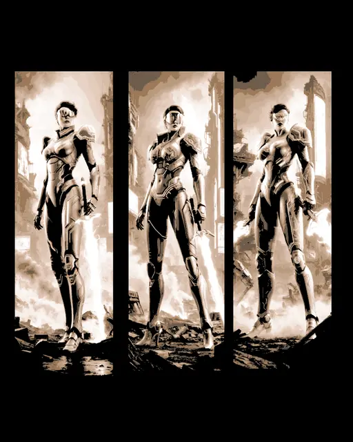 HueForge model: the sleek armor of the Space Warrior Heroine - danger for all others - set of bookmarks  by BooneCo3d