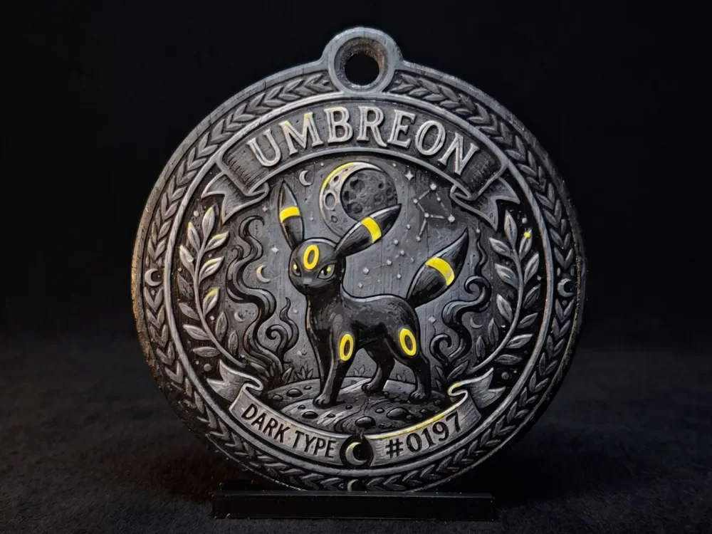 Umbreon #0197 - Pokemon Ornament by LED HueForge model: Umbreon #0197 - Pokemon Ornament by LED