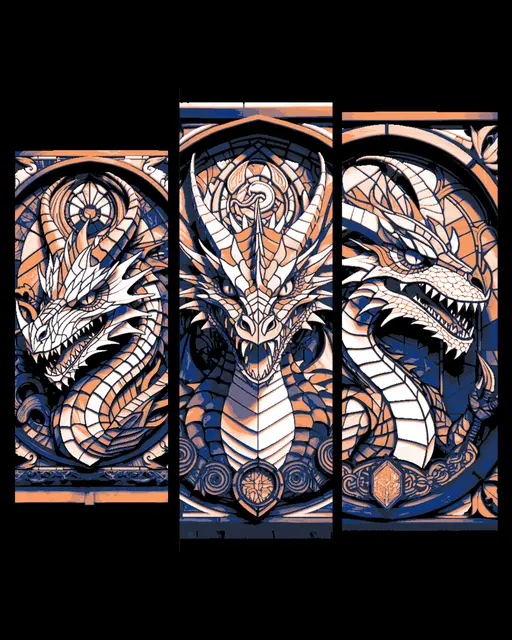 HueForge model: Layered Mosaic Dragon Designs - Set of Bookmarks by BooneCo3d