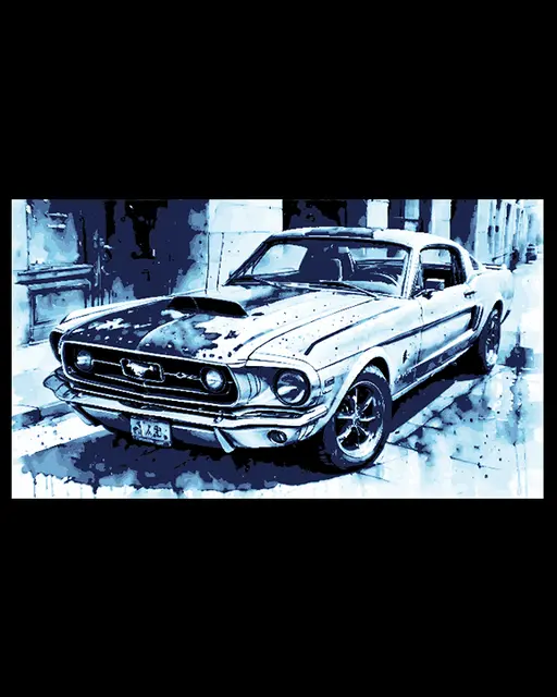 HueForge model: Artful Creation - Beauty Shot of a Classic Ford Mustang - Car Collection Model by BooneCo3d