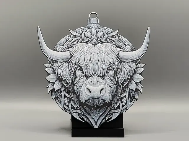 HueForge model: Highland Cow Christmas Tree Decoration Ornament by Sarge