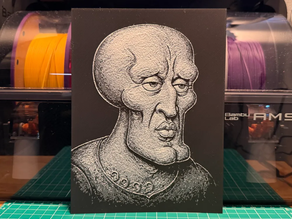 Handsome Squidward Painting HueForge by liv_3d HueForge model: Handsome Squidward Painting HueForge by liv_3d