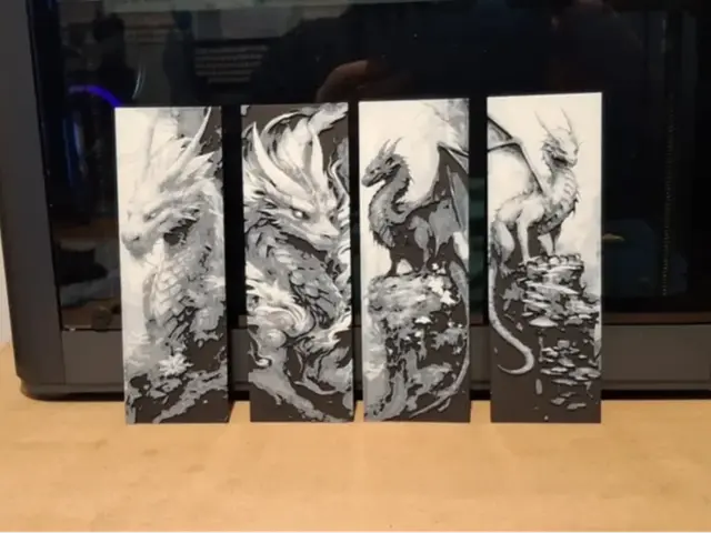 HueForge model: Black and white dragon bookmarks by 3dGlow