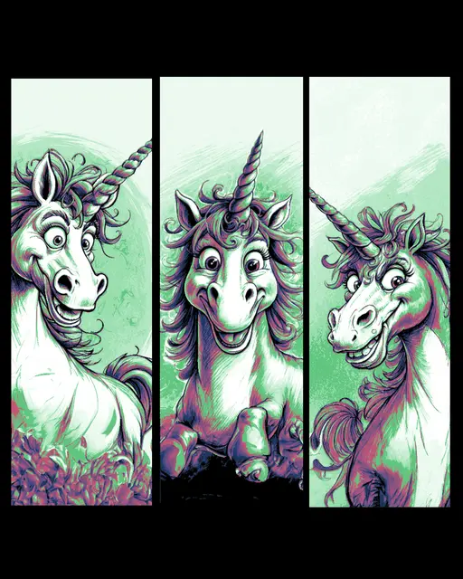 HueForge model: Cute Unicorn Playing in his own little World - Set of Bookmarks by BooneCo3d