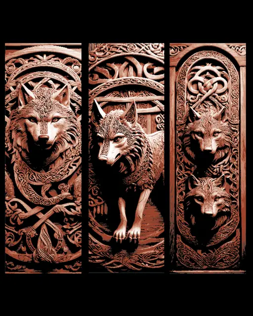 HueForge model: Celtic knot carvings celebrating the Mystical Wolf - Set of 3 Bookmarks by BooneCo3d