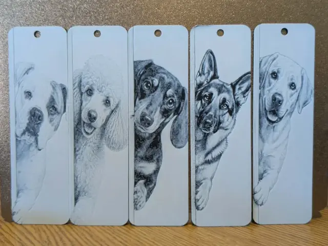 Set of 5 peeking dogs bookmarks