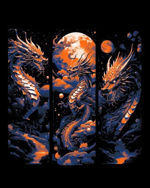 HueForge model: The glimmering scales of the Night Dragon - Set of 3 Bookmarks by BooneCo3d
