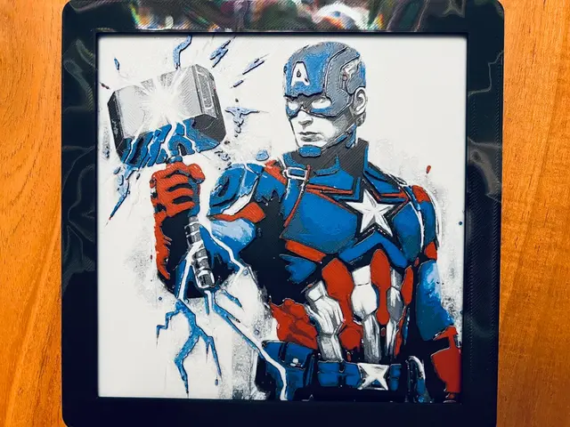 HueForge model: Captain America with Mjolnir by JustBe 3D Printing