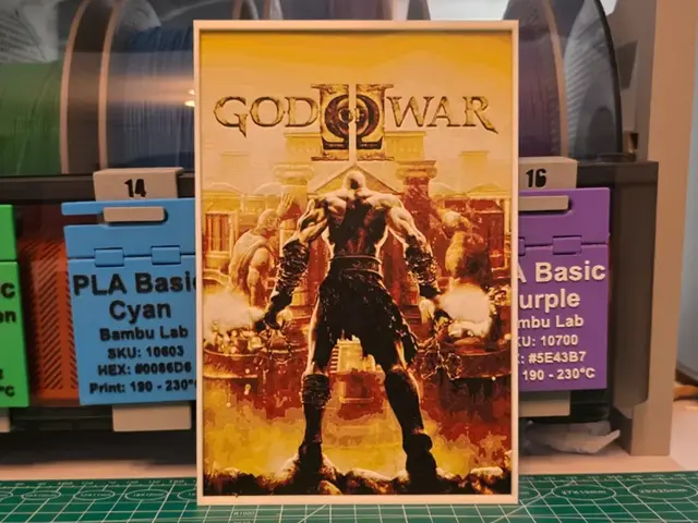 HueForge model: God of War II Poster - Hueforge Art by Lumpy3D