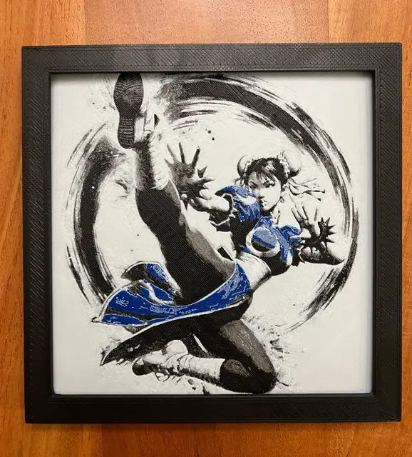 HueForge model: Chun Li in Blue by JustBe 3D Printing