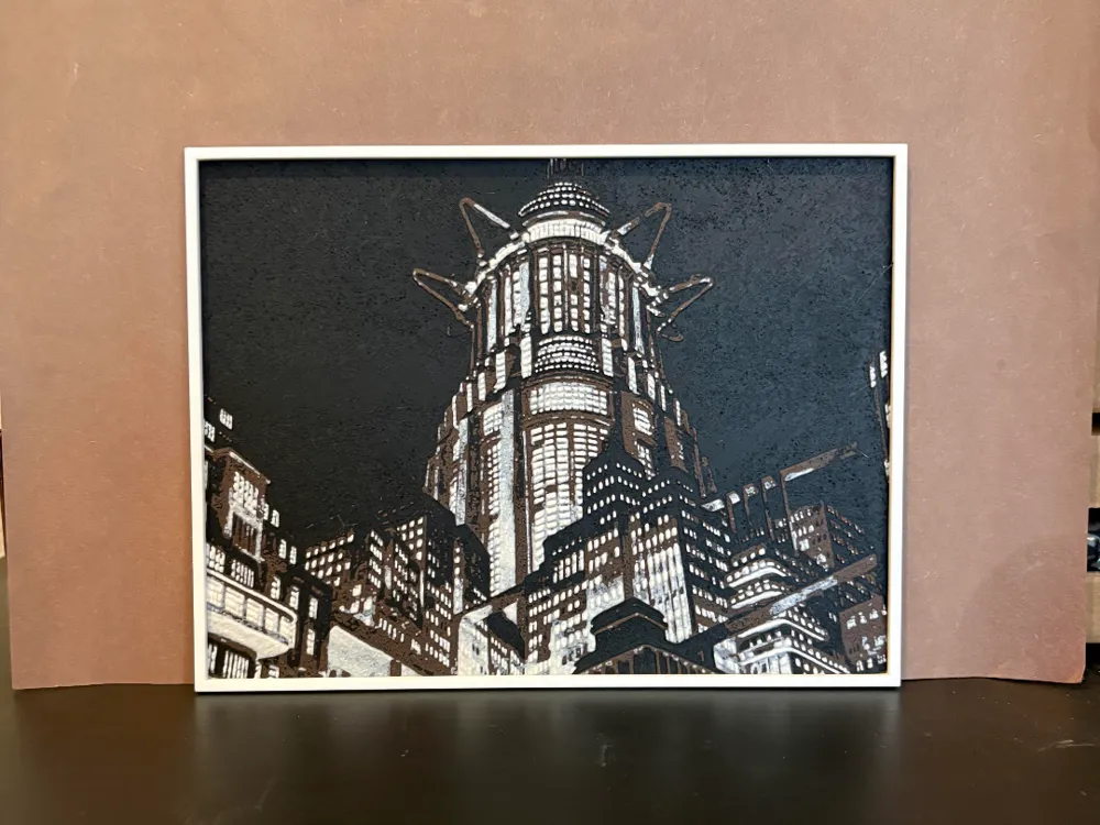 Metropolis - Night Skyline Hueforge by Estiv HueForge model: Metropolis - Night Skyline Hueforge by Estiv