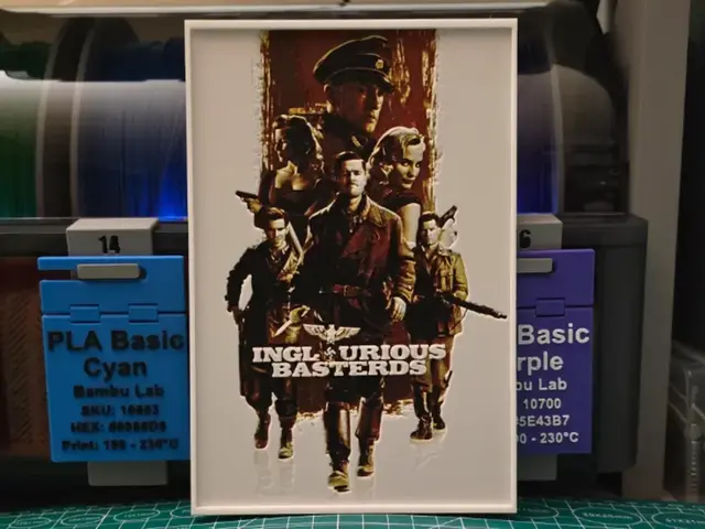 HueForge model: Inglourious Basterds Movie Poster - Hueforge Art by Lumpy3D
