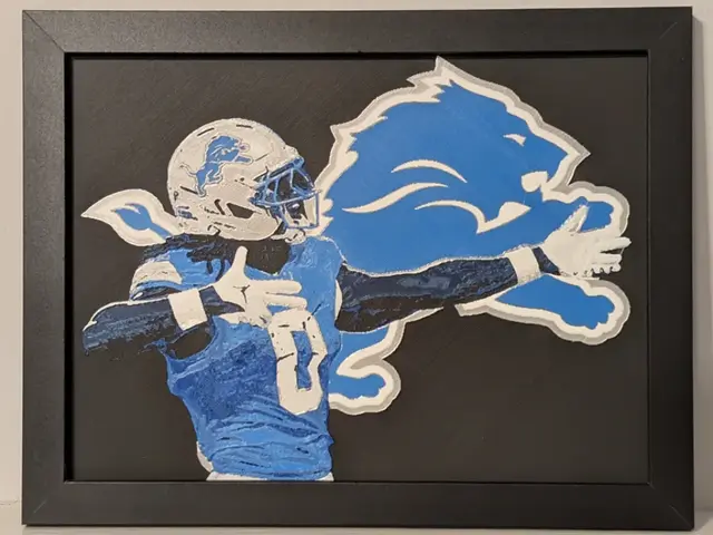 HueForge model: Jahmyr Gibbs Detroit Lions 3D Hueforge 6x8 Decor by Super bird