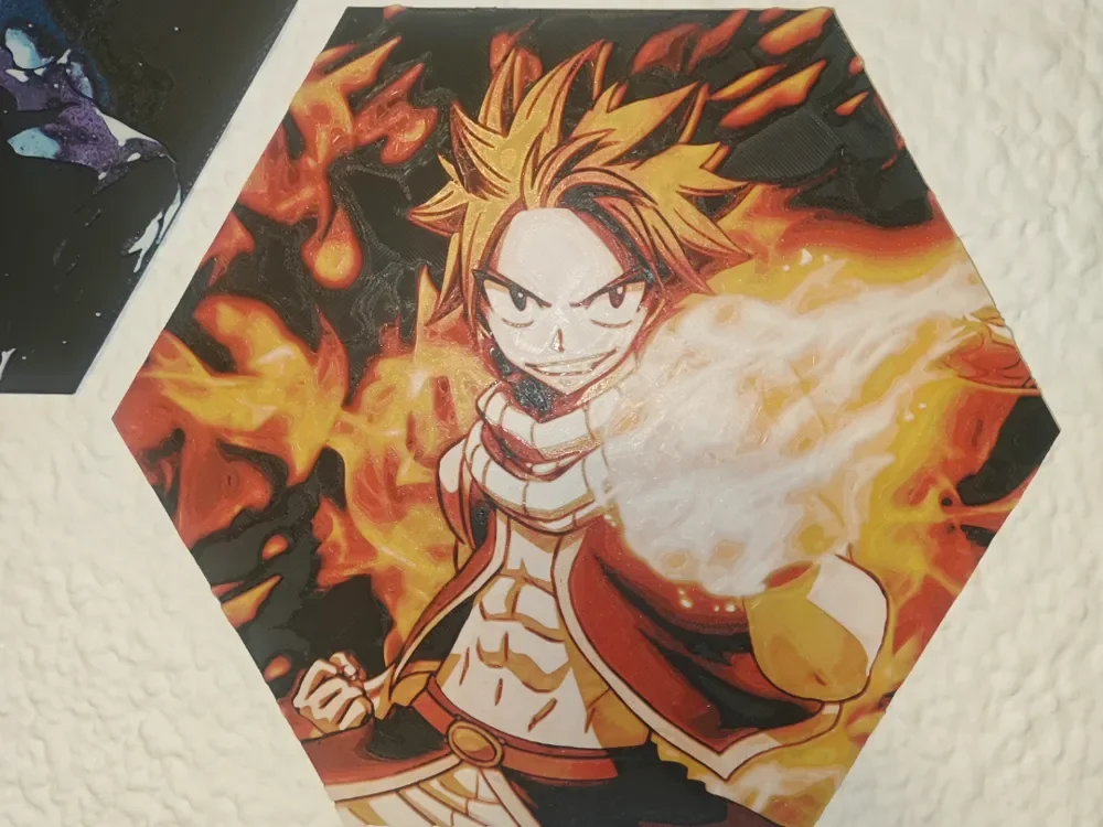 Hueforge Natsu Dragneel (Fairy Tail) modo panal by JGz3DMaker HueForge model: Hueforge Natsu Dragneel (Fairy Tail) modo panal by JGz3DMaker