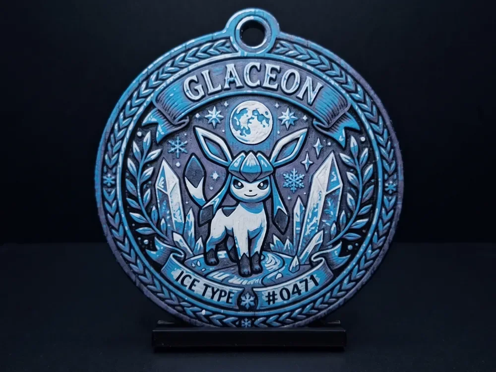Glaceon #0471 - Pokemon Ornament by LED HueForge model: Glaceon #0471 - Pokemon Ornament by LED