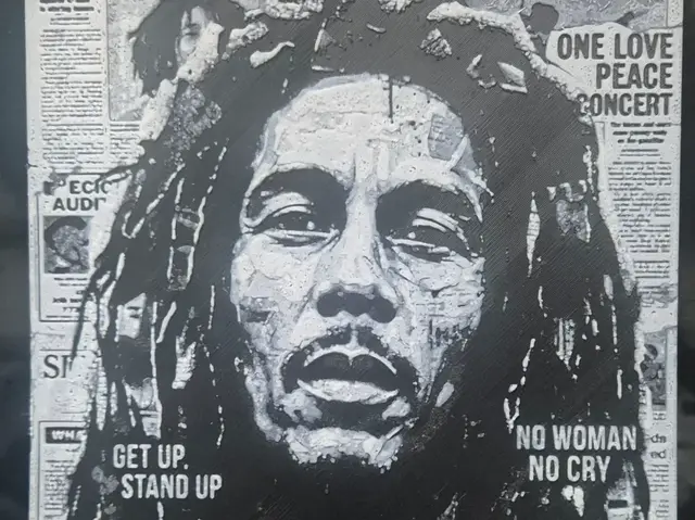 HueForge model: Bob Marley newspaper hueforge by Buntsta