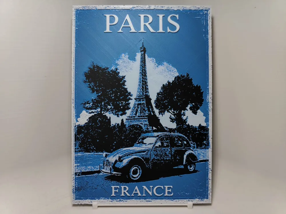Vintage Travel Poster - Paris - Hueforge by BeaN HueForge model: Vintage Travel Poster - Paris - Hueforge by BeaN