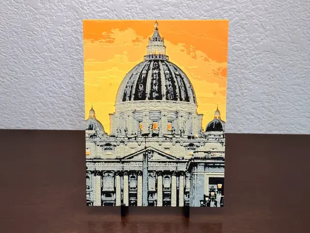 HueForge model: Rome Sunset over St. Peter's Basilica Hueforge by Artful Creator
