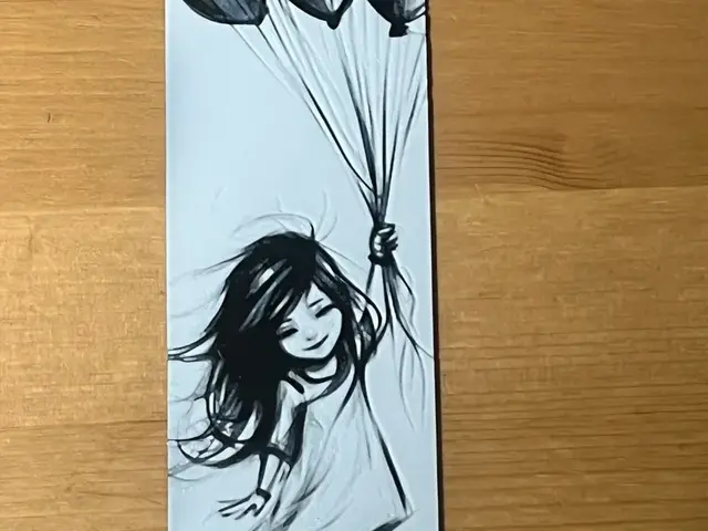 HueForge model: girl with balloons bookmark by Morganja