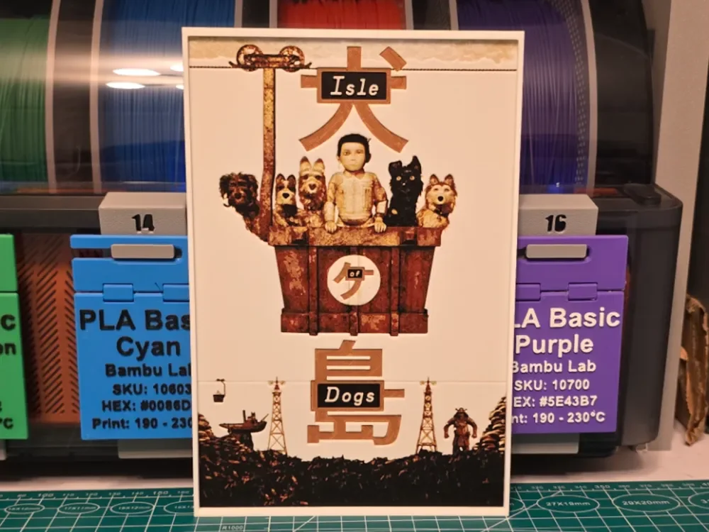 Isle of Dogs Movie Poster - Hueforge Art by Lumpy3D HueForge model: Isle of Dogs Movie Poster - Hueforge Art by Lumpy3D