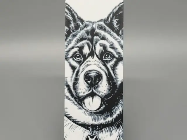 HueForge model: "Bookmark" Black & White Sketch of an Akita by BLUSH Designs