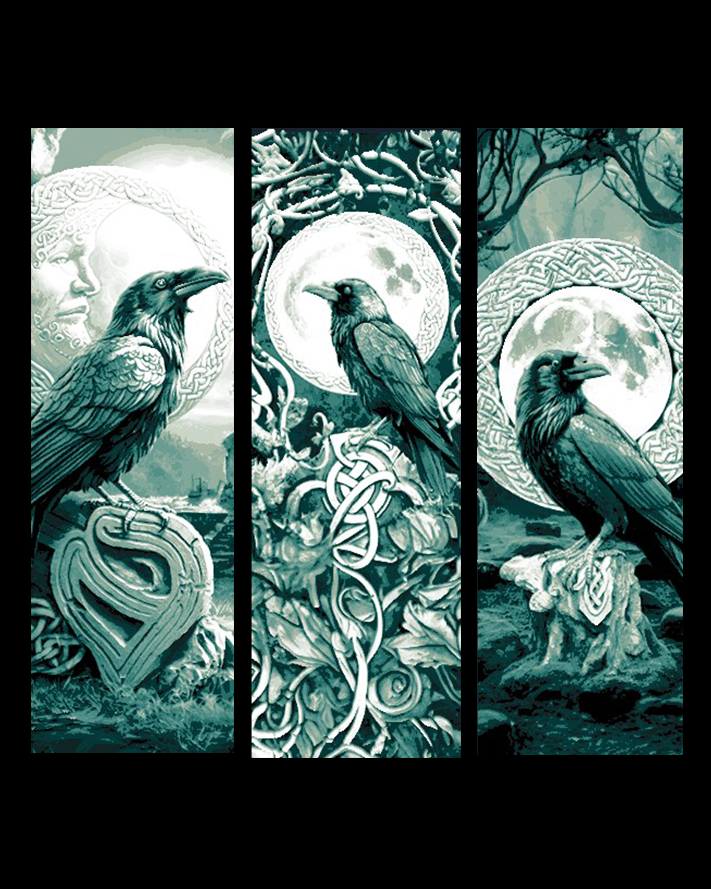 Set of Bookmarks - Celtic Carvings of the Crow and the Moon by BooneCo3d HueForge model: Set of Bookmarks - Celtic Carvings of the Crow and the Moon by BooneCo3d