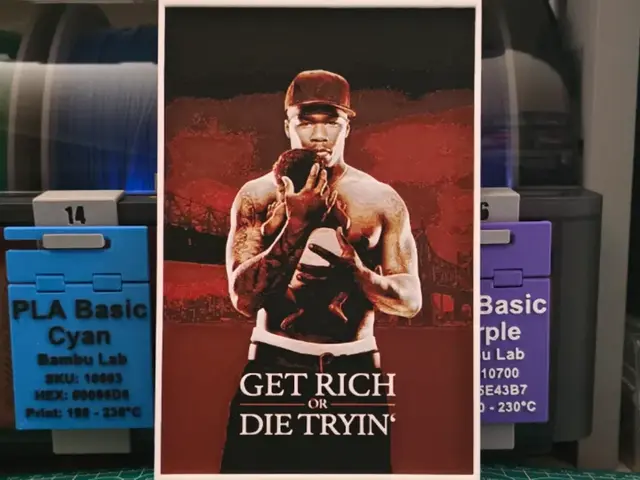 HueForge model: Get Rich or Die Tryin' Movie poster - Hueforge Art by Lumpy3D