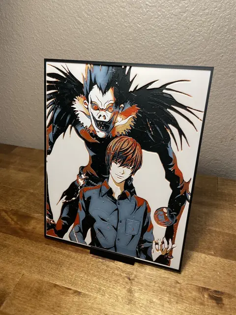 HueForge model: Light and Ryuk - Death Note by Cloudy Nostalgia
