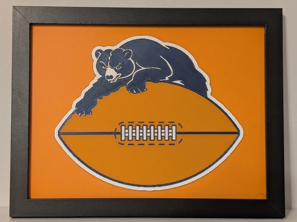 Chicago Bears Retro Logo 3D Hueforge 6x8 Decor by Super bird HueForge model: Chicago Bears Retro Logo 3D Hueforge 6x8 Decor by Super bird