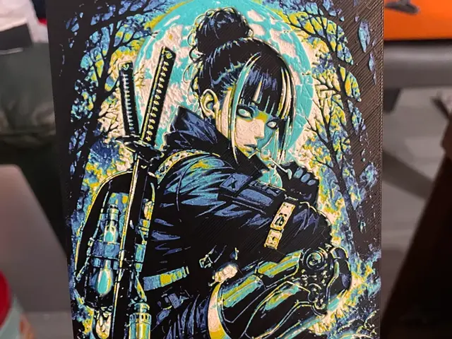 HueForge model: Cyborg Samurai Woman Hueforge Happy Accident by Advancedtechworldwide