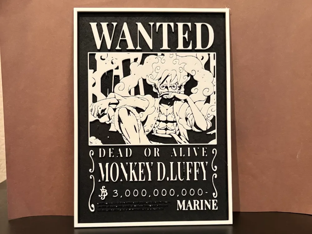Monkey D Luffy Wanted Poster - One Piece Hueforge by Estiv HueForge model: Monkey D Luffy Wanted Poster - One Piece Hueforge by Estiv