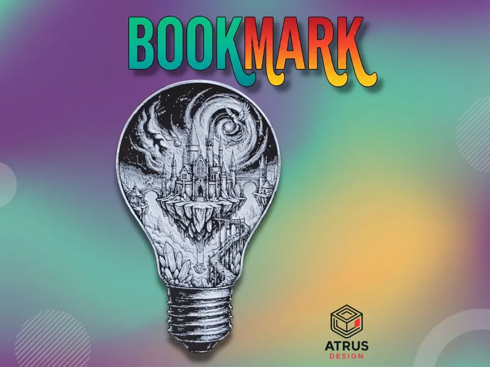 Lightbulb Fantasy Bookmark by Atrus Design HueForge model: Lightbulb Fantasy Bookmark by Atrus Design