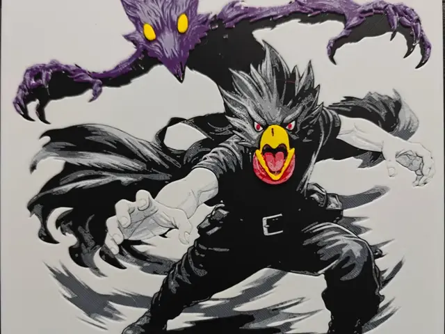 HueForge model: Fumikage Tokoyami and Dark Shadow MHA by TheHueforgeLady