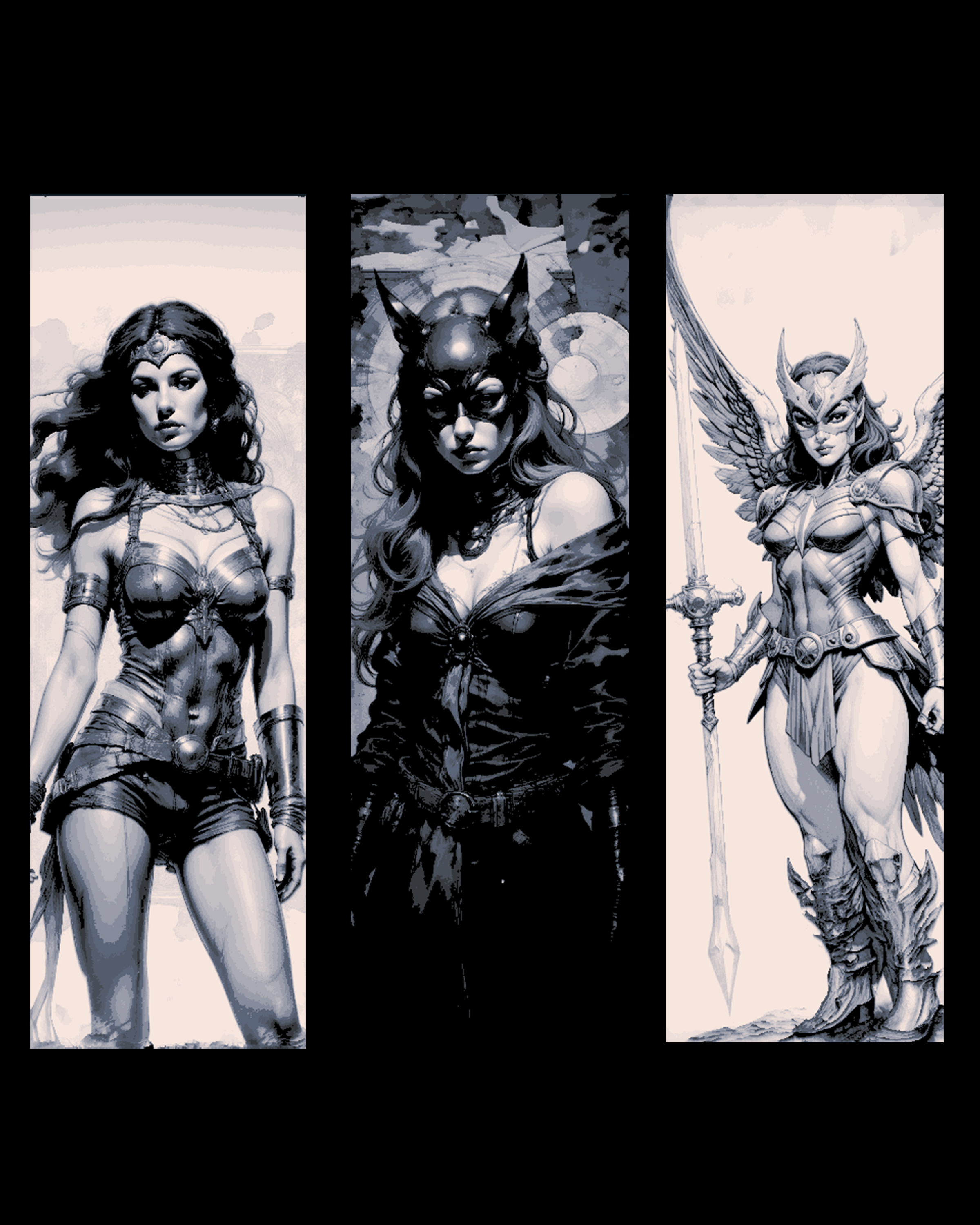 Realism style Sketches - Ladies of the Superhero Worlds - Set of bookmarks by BooneCo3d HueForge model: Realism style Sketches - Ladies of the Superhero Worlds - Set of bookmarks by BooneCo3d