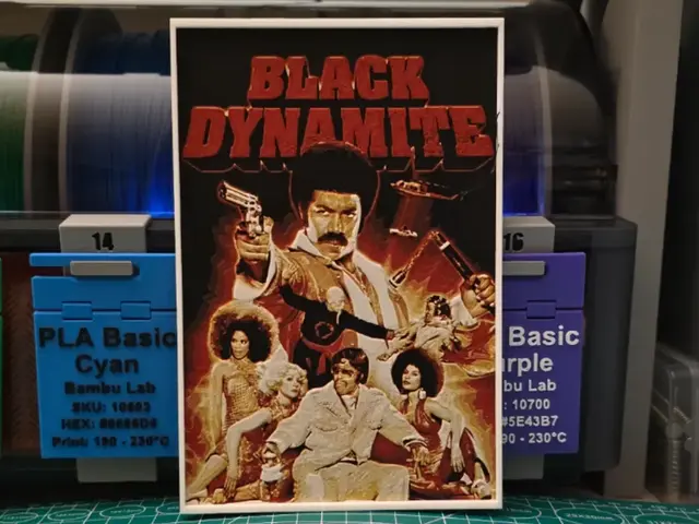 HueForge model: Black Dynamite Movie Poster - Hueforge Art by Lumpy3D