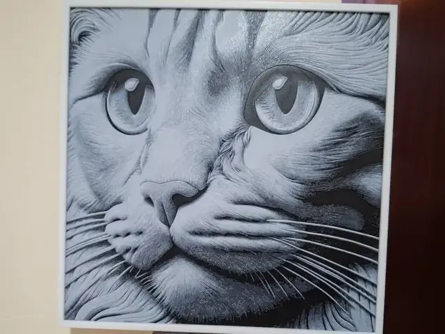 HueForge model: Black and white cat face - Just 2 colours! by 3dGlow