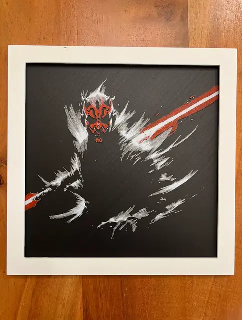 HueForge model: Darth Maul with Red Saberstaff Black Background by JustBe 3D Printing