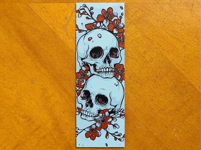 Skulls and Cherry Blossoms Bookmark - 4 Colours