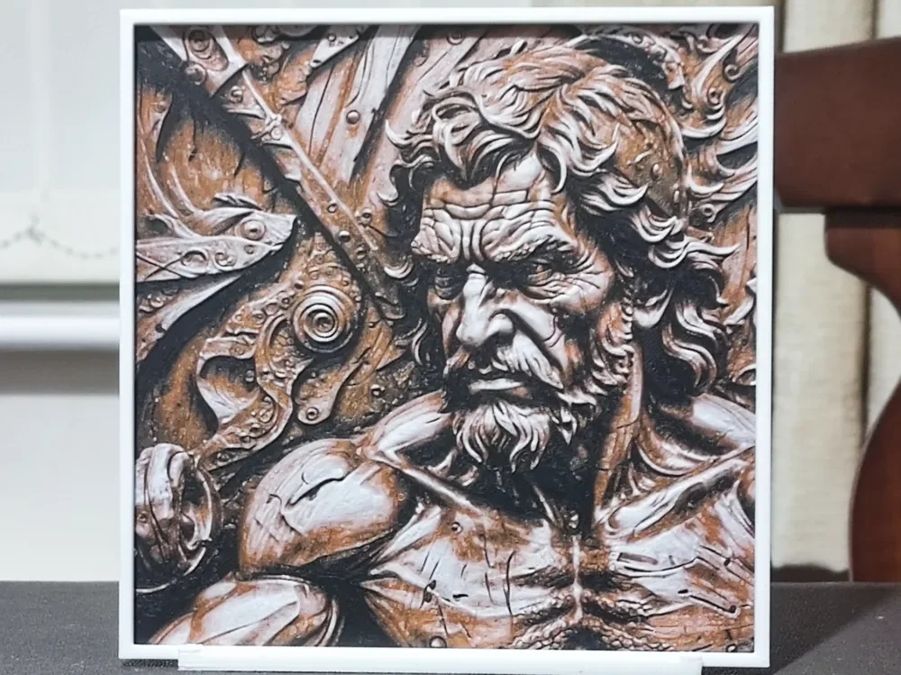 Wood Carving Gladiator - HueForge 3 Color by BoDad HueForge model: Wood Carving Gladiator - HueForge 3 Color by BoDad