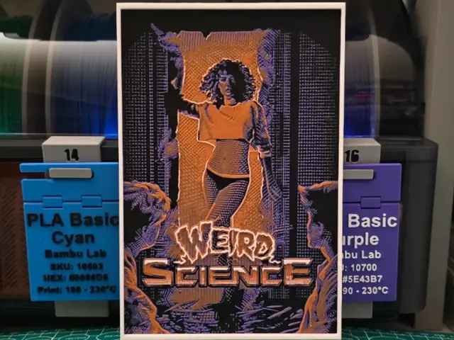 HueForge model: Weird Science Movie Poster - Hueforge Art by Lumpy3D