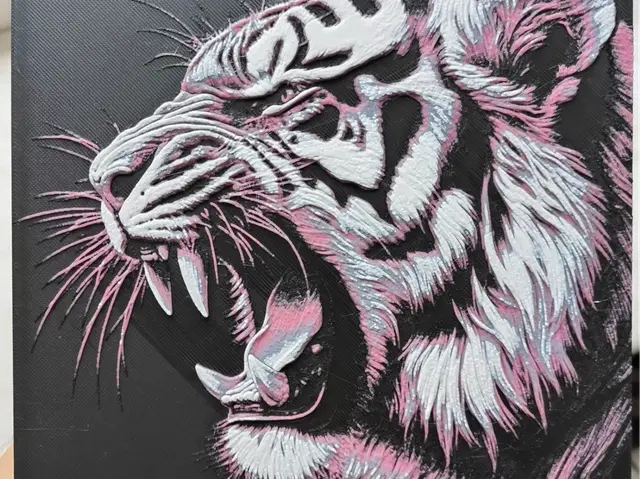 HueForge model: Dangerous Tiger in Pink - Hueforge by BeaN