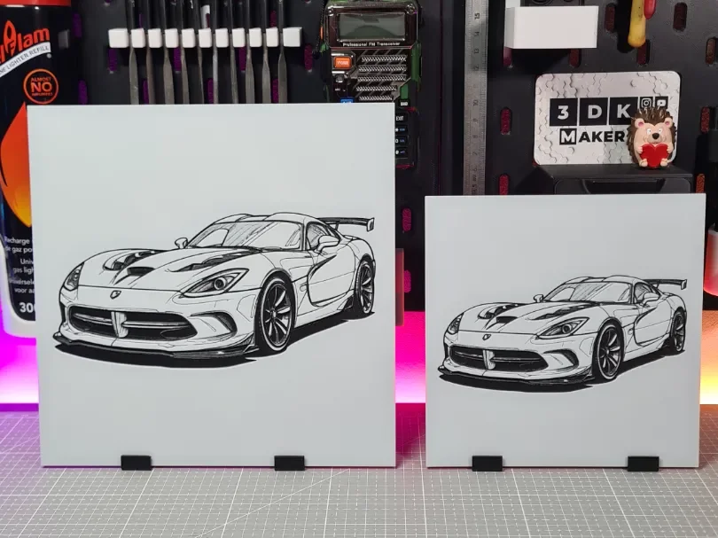 Dodge Viper – Hueforge – 3 Colors by Montoya Maker HueForge model: Dodge Viper – Hueforge – 3 Colors by Montoya Maker