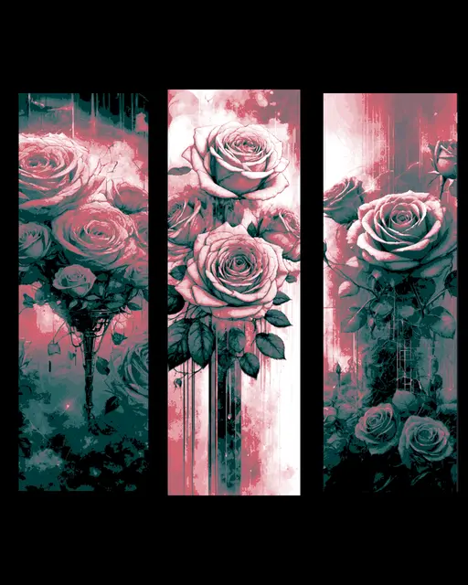 HueForge model: Artwork sharing Pink Roses - Set of Bookmarks by BooneCo3d