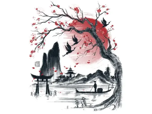 HueForge model: Oriental Tree and Lake - Hueforge by suaimondi