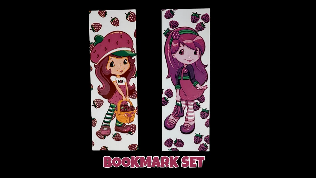 Strawberry Shortcake & Raspberry Torte - Bookmark Set by Canadian Gamer HueForge model: Strawberry Shortcake & Raspberry Torte - Bookmark Set by Canadian Gamer