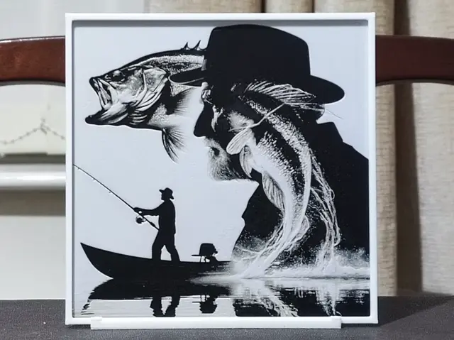 HueForge model: Double Exposure Gone Fishing - 3 Color HueForge by BoDad