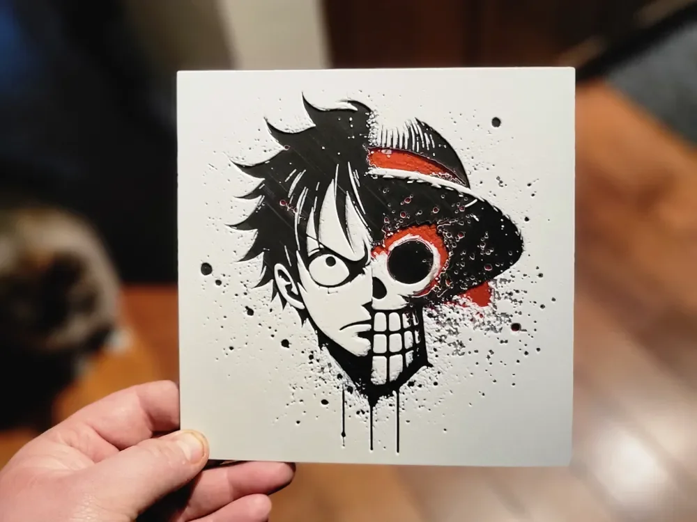 Graffiti Luffy / Jolly Roger Hueforge by 3Ree Printing HueForge model: Graffiti Luffy / Jolly Roger Hueforge by 3Ree Printing